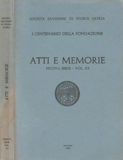 Atti e memorie vol XX - copertina