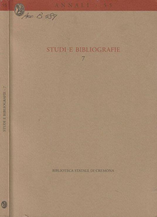 Studi e bibliografie 7 - copertina