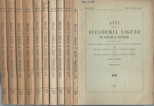 Atti della Accademia Ligure di Scienze e Lettere 1960 - 1969 - copertina