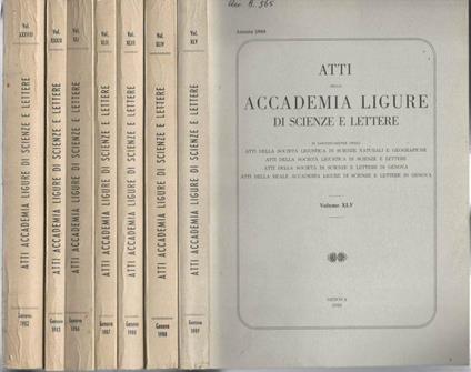 Atti della Accademia Ligure di Scienze e Lettere 1982-1989 - copertina