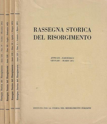 Rassegna Storica del Risorgimento Anno LIX- 1972 - copertina