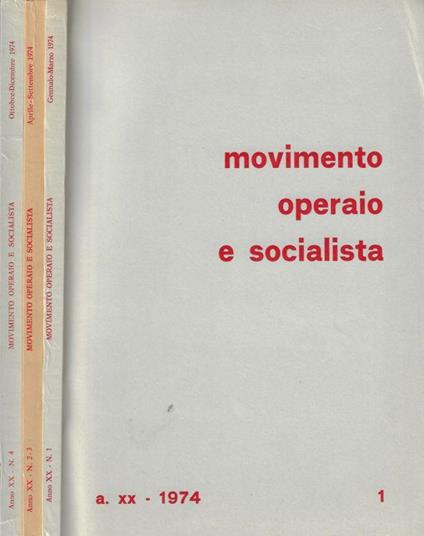 Movimento Operaio e Socialista Anno XX- 1974, dal n. 1 al n. 4 - copertina
