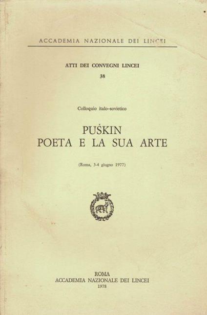 Puskin poeta e la sua arte - copertina