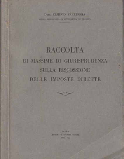 Raccolta di massime di giurisprudenza sulla riscossione delle imposte dirette - copertina