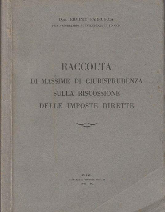 Raccolta di massime di giurisprudenza sulla riscossione delle imposte dirette - copertina
