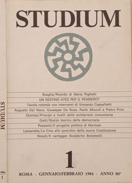 Studium 1 1984 - copertina