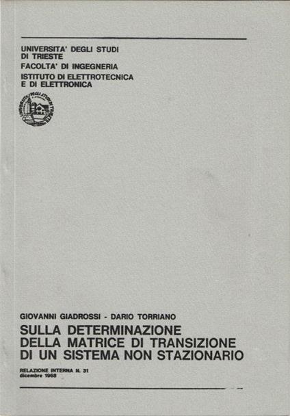 Sulla determinazione della matrice di transizione di un sistema non stazionario - copertina