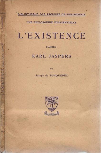 L' existence d'après Karl Jaspers - copertina