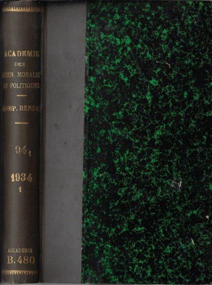 Séances et travaux de l'Académie des sciences morales et politiques 1934 Part I - copertina
