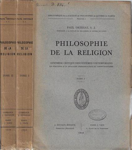 Philosophie de la religion tome I, II - copertina