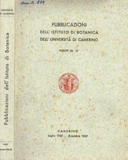 Pubblicazioni dell'Istituto di Botanica dell'università di Camerino - copertina