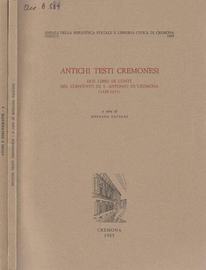 Antichi testi cremonesi - copertina