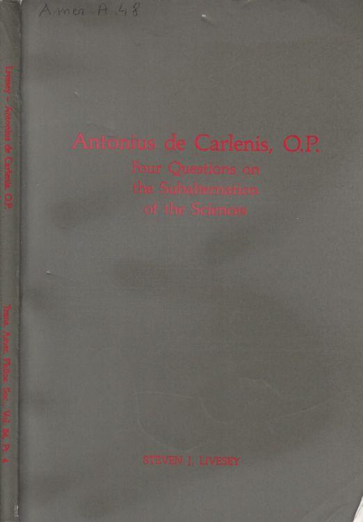 Antonius de Carlenis, O.P - copertina