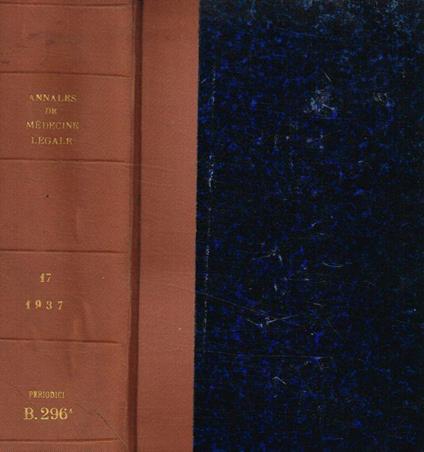 Annales de médecine légale, de criminologie et de police scientifique. XVII année, 1937 - copertina