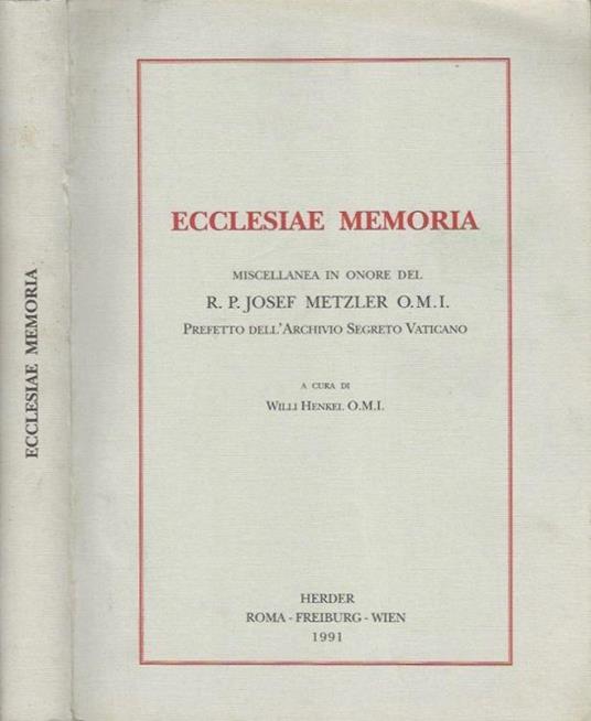 Ecclesiae Memoria - copertina