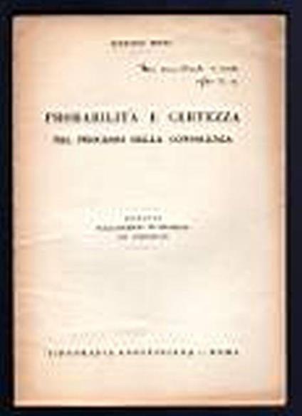 Probabilità e certezza nel processo della conoscenza - Raffaele Resta - copertina
