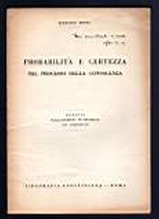 Probabilità e certezza nel processo della conoscenza - Raffaele Resta - copertina