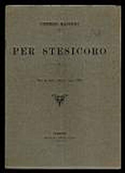 Per Stesicoro - Umberto Mancuso - copertina