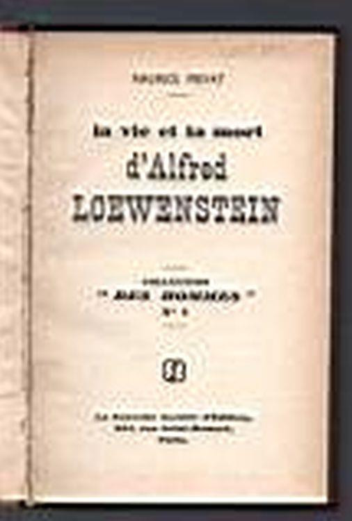 La vie e la mort d'Alfred Loewenstein - Maurice Privat - copertina