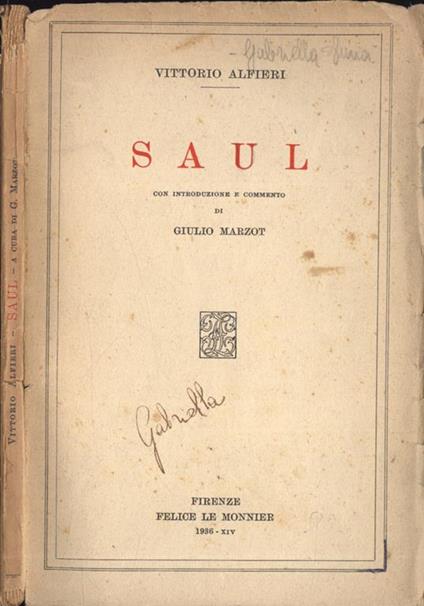 Saul - Vittorio Alfieri - copertina
