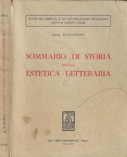 Sommario di storia della estetica letteraria - Ada Ruschioni - copertina