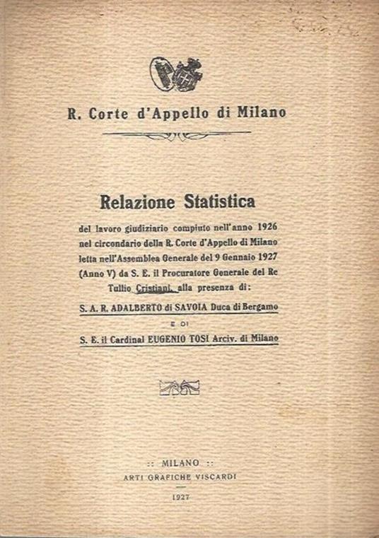 Relazione Statistica - copertina