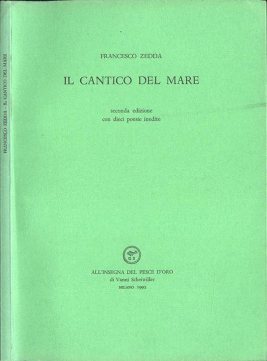 Il cantico del mare - Francesco Zedda - copertina