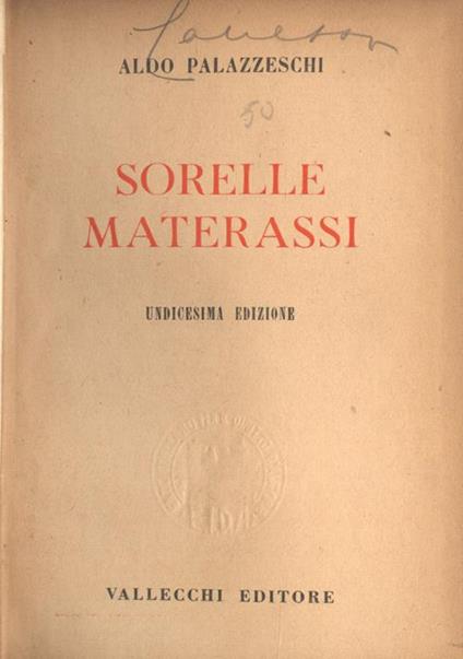 Sorelle Materassi - Aldo Palazzeschi - copertina