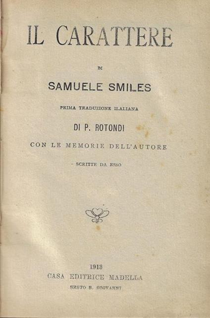 Il carattere - Samuel Smiles - copertina