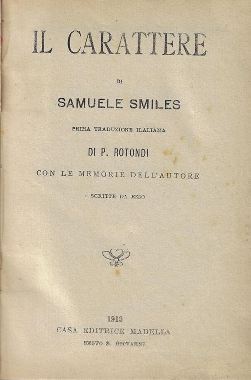 Il carattere - Samuel Smiles - copertina