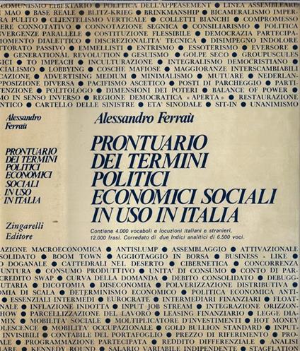 Prontuario dei termini politici economici sociali in uso in Italia - Alessandro Ferraù - copertina
