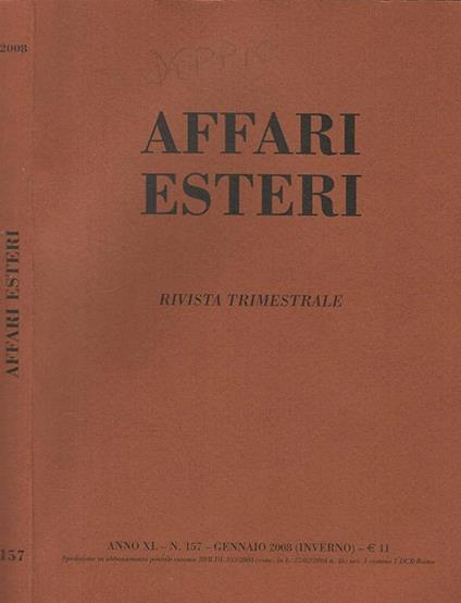 Affari Esteri Anno XL - Numero 157 - copertina