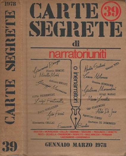 Carte Segrete di narratoririuniti n. 39 - Gennaio Marzo 1978. o inenarratori - copertina