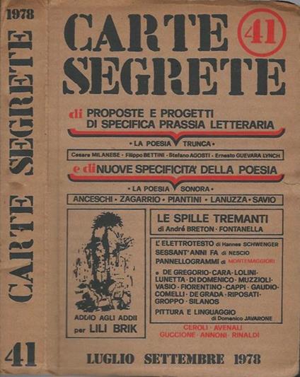 Carte Segrete di proposte e progetti di specifica prassia letteraria n. 41 - Luglio Settembre 1978 - copertina