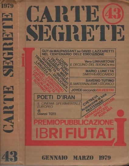 Carte Segrete n. 43 PremioPubblicazione I libri rifiutati - Gennaio Marzo 1979 - copertina