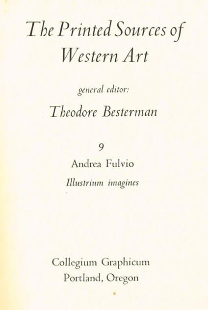 The printed sources of western art - Fulvio Andrea - copertina
