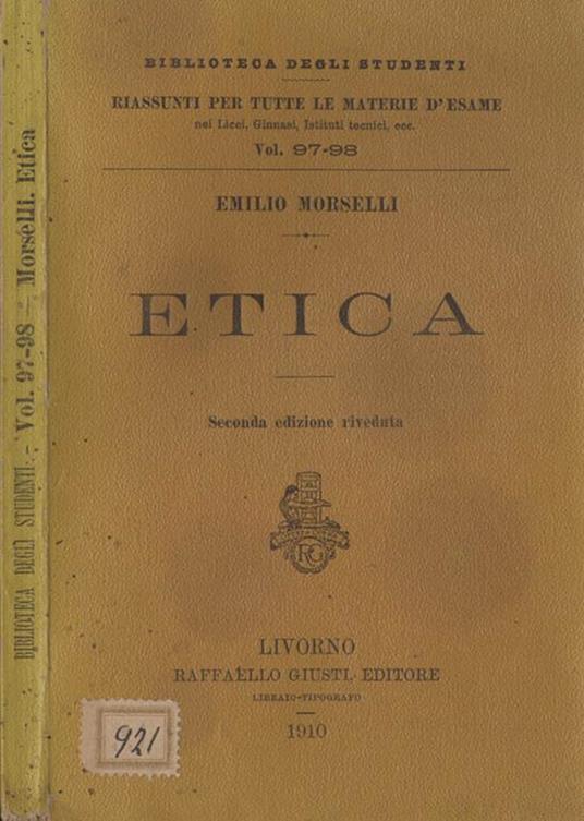 Etica - Emilio Morselli - copertina