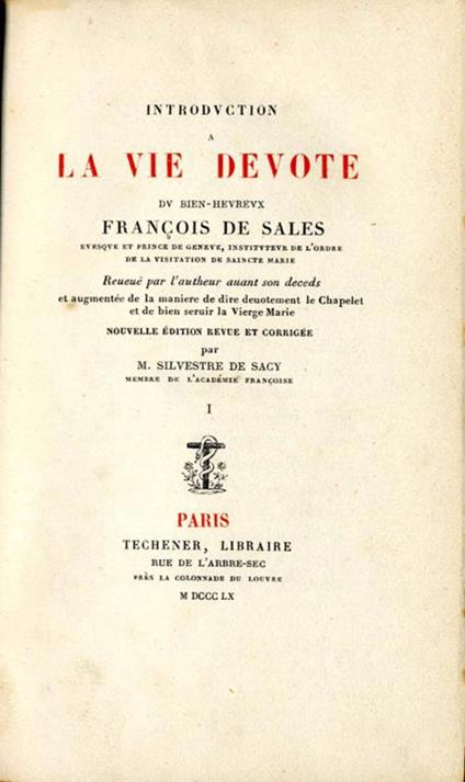 Introduction a la vie devote (vol. I) - Francesco di Sales (san) - copertina