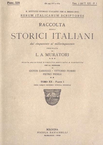 Petri candidi decembrII opuscola historica (fasc. 7 tomo XX parte I) - Lodovico Antonio Muratori - copertina