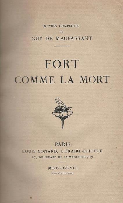 Fort comme la mort - Guy de Maupassant - copertina