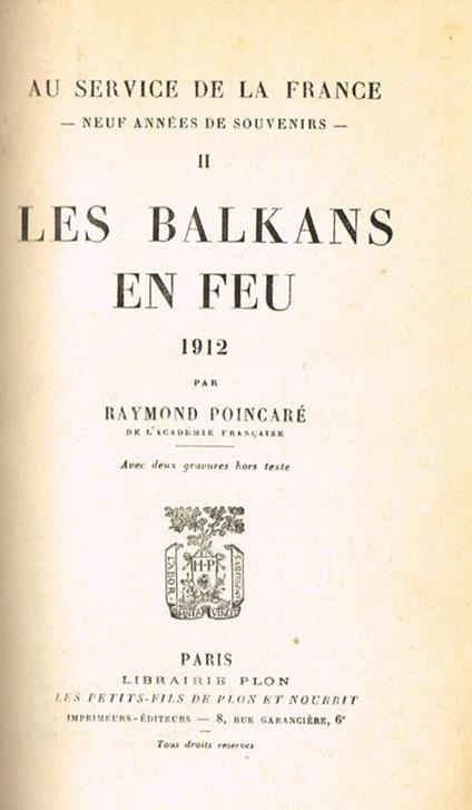 Les balkans en feu 1912 - Raymond Poincaré - copertina