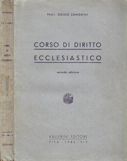 Corso di Diritto Ecclesiastico - Guido Zanobini - copertina
