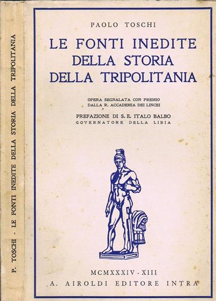 Le Fonti Inedite della Storia della Tripolitania - Paolo Toschi - copertina