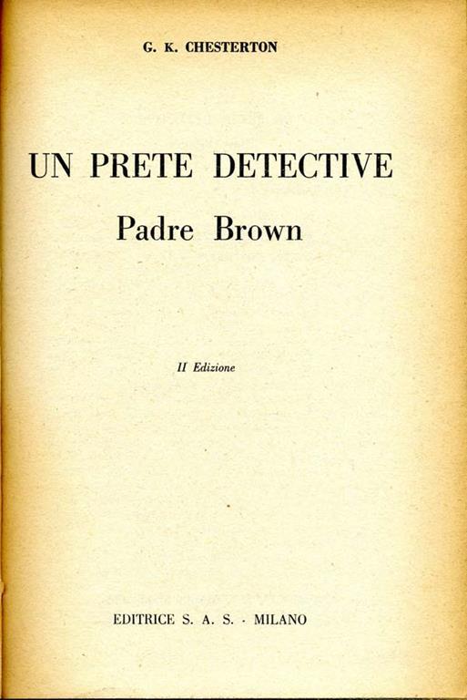Un Prete Detective. Padre brown - Gilbert K. Chesterton - copertina