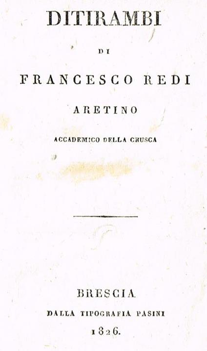 Ditirambi - Francesco Redi - copertina