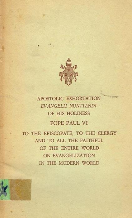 Apostolic exhortation evangelII nuntiandi - Paolo VI - copertina