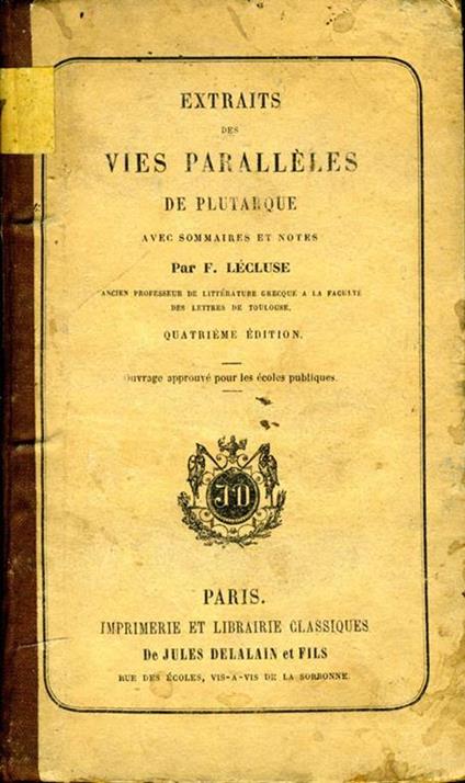 Extraits Des Vies Paralleles - Plutarco - copertina