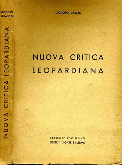 Nuova Critica Leopardiana - Diodoro Grasso - copertina