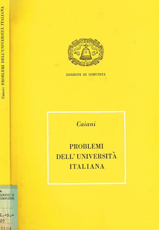 Problemi dell'università italiana - Vincenzo Caianiello - copertina