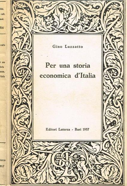 Per una storia economica d'italia. Progresso e lacune - Gino Luzzatto - copertina